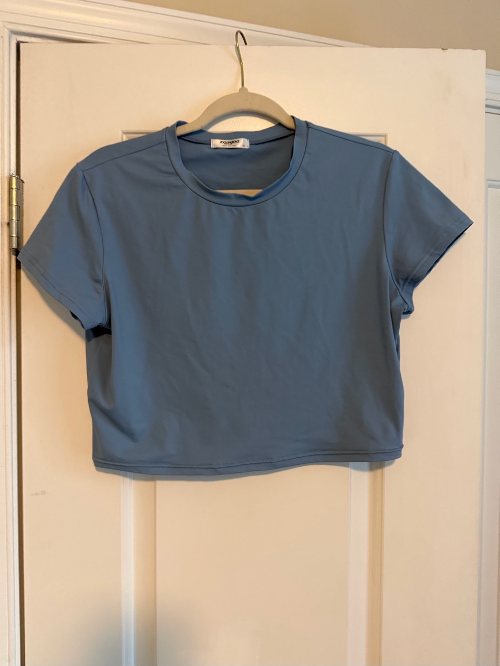 zeagoo Dusty Blue Cropped Crewneck Tee